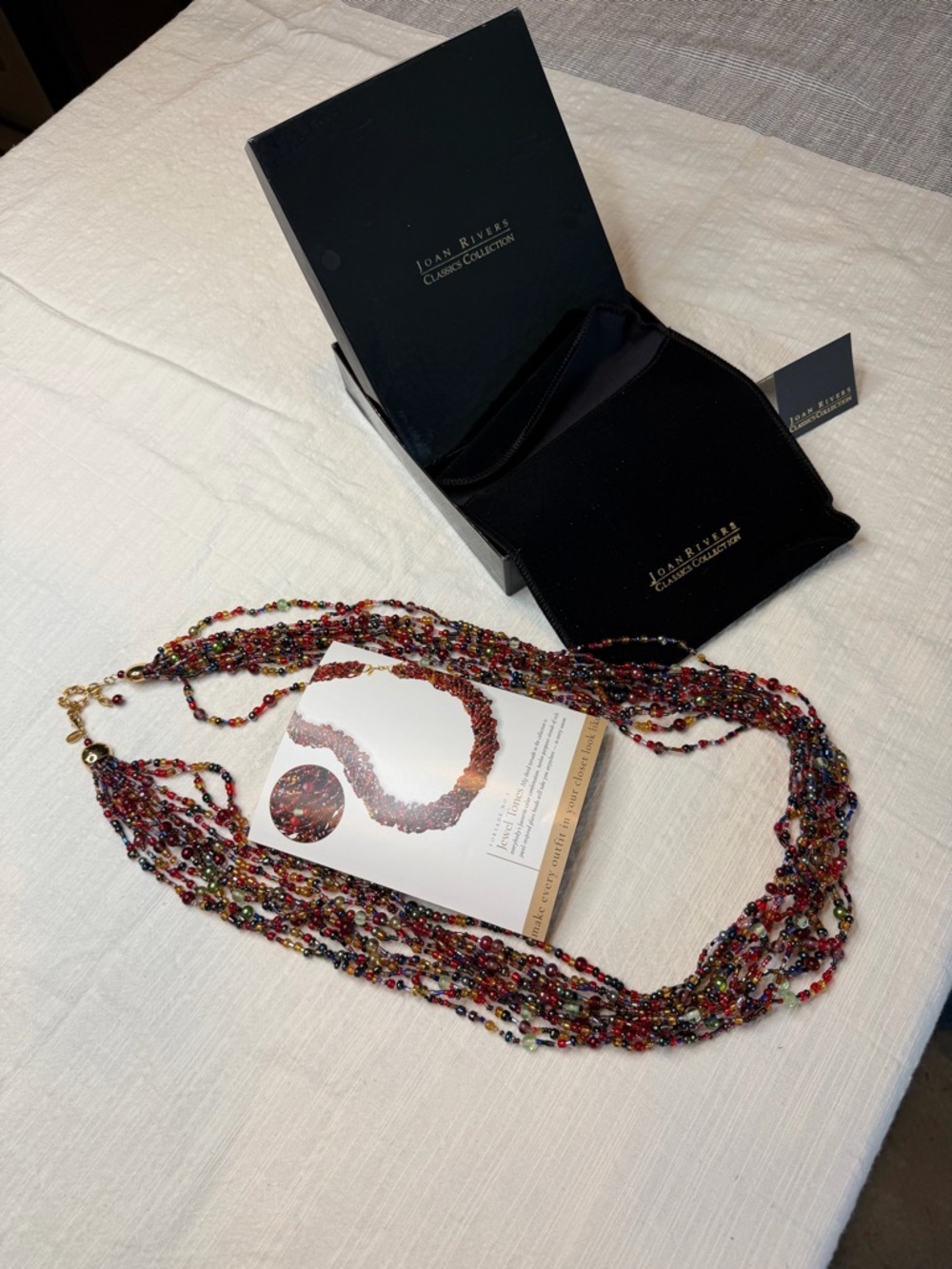 Joan Rivers Torsade collection Multicolor Seed Bead Strand Necklace red & gold
